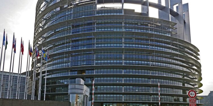 Israeli flag on the ground in the European Parliament